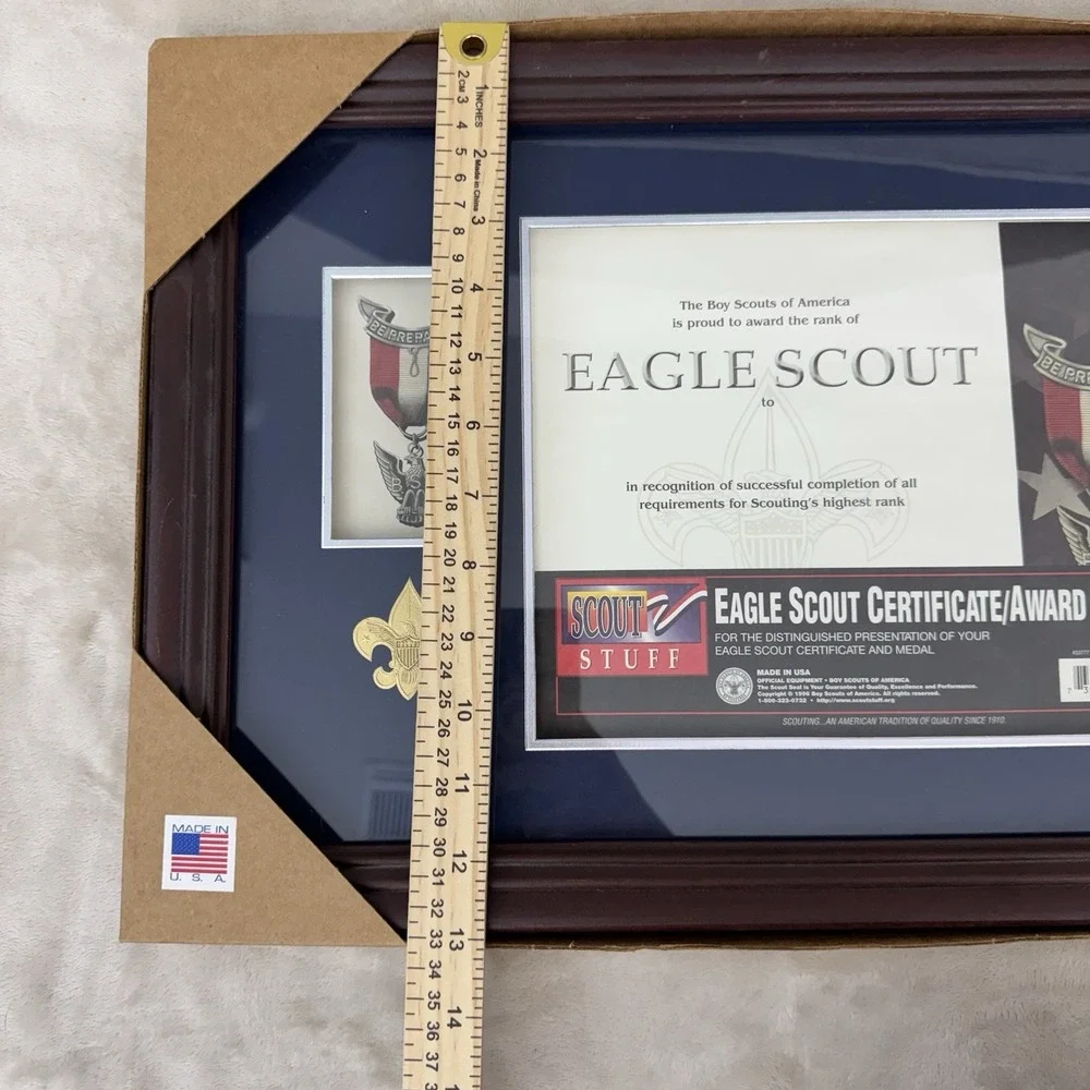 BSA Eagle Scout Certificate Award Frame Wood Display Medal Holder USA New